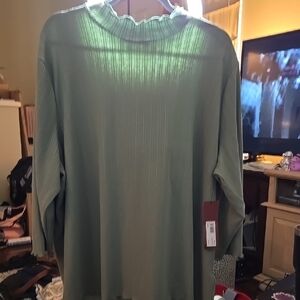 Ruffled Green Long Sleeve Top, NWT